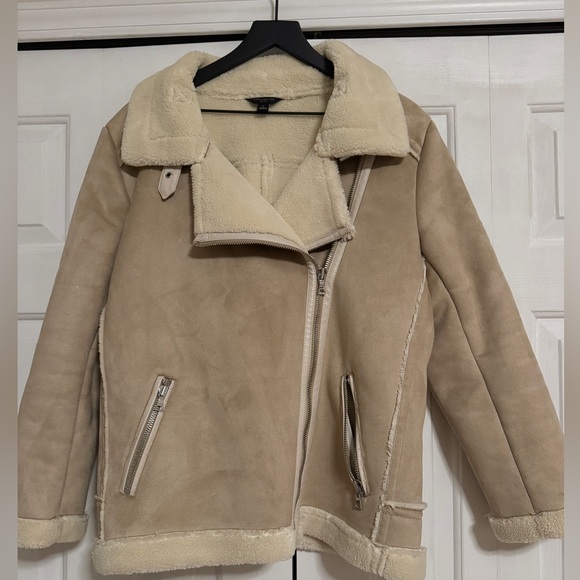 Ann Taylor Faux Fur Lined Suede Moto Jacket - Picture 3 of 5